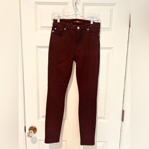 7 For All Mankind Burgundy Skinny Jeans. Size 27